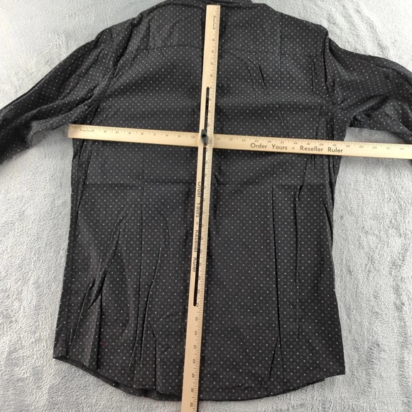 Grafton Shirt Mens Large 16.5 Slim Fit Black Geometric Button Up Dress Shirt - Picture 4 of 7